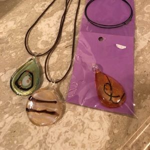 Blown Glass Pendants, Set of 3
